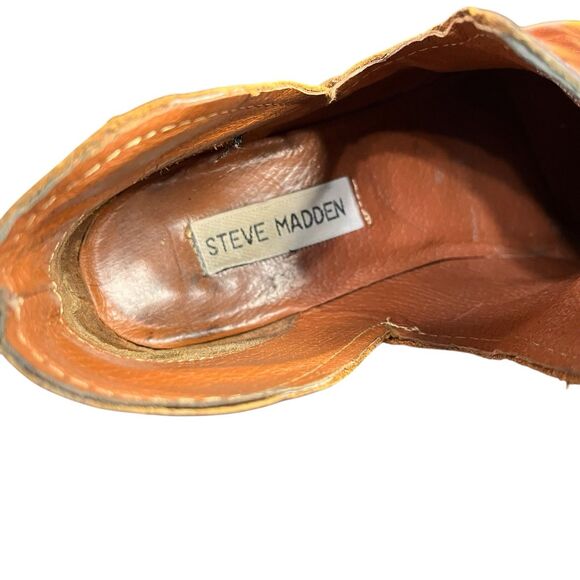 Steve Madden Austin Cognac Brown Leather Cowboy Ankle Booties Women's Size 9.5M - Picture 9 of 14